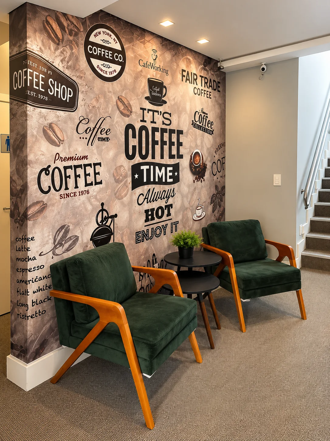 Lounge interno da cafeteria CafeWorking